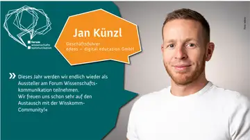 Rechts ein Foto von Jan Künzl, Geschäftsführer edeos - digital education GmbH. Links ein Zitat von Künzl.
