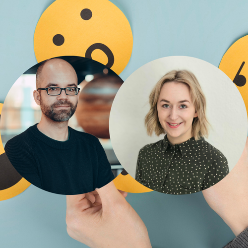 Zwei Porträts, Hintergrund Emojis